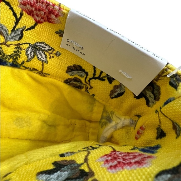 Ann Taylor Loft Riviera 4” Shorts NWT Yellow Floral Tapestry Flat Front Sz 0P - Picture 2 of 9